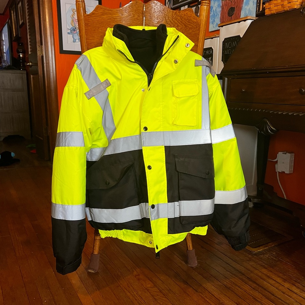 Yellow and Black Performance Jacket with Reflective Stripes